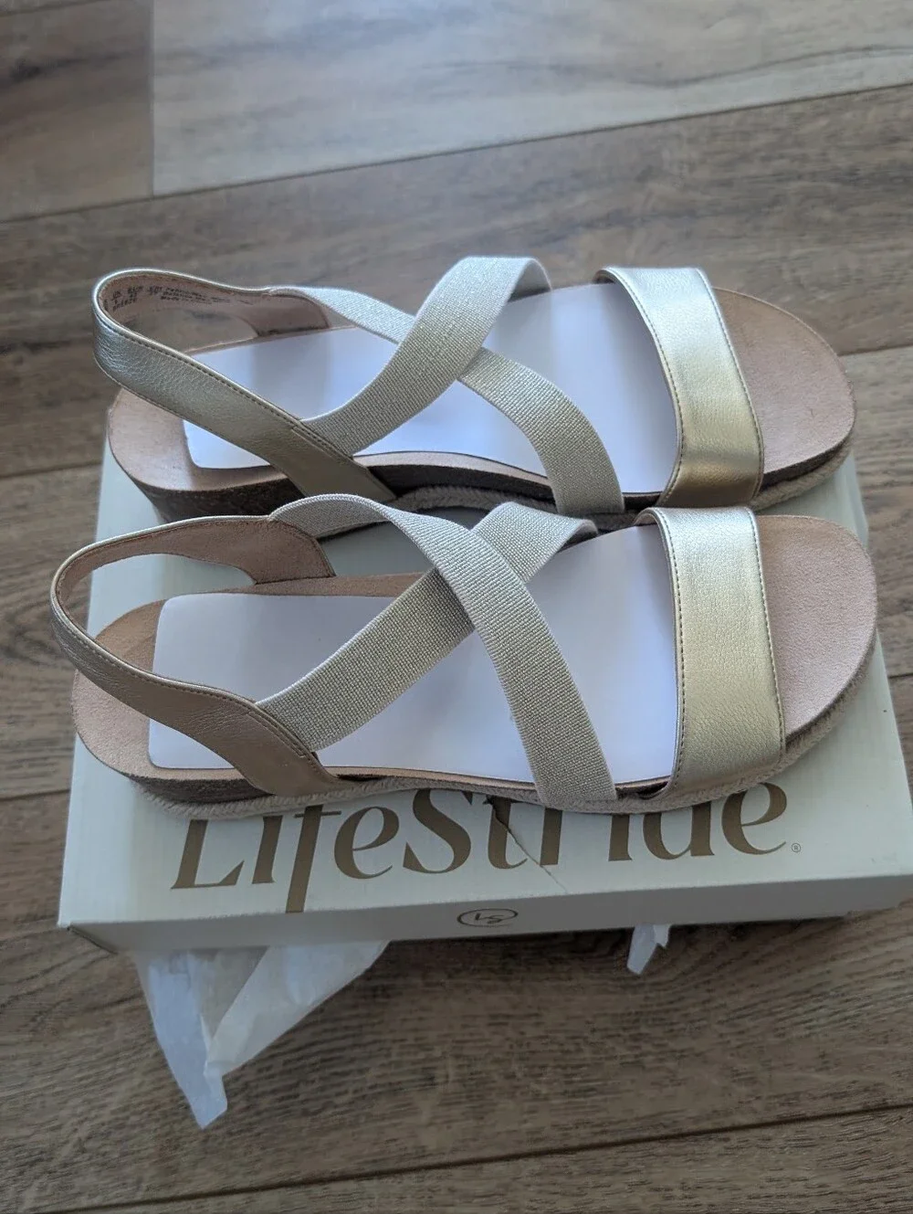 Women's Metallic Slingback Cross-Strap Sandals - Gold